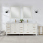 Shannon 84" Double Vanity in White and Composite Carrara White Stone Countertop and Mirror