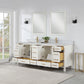 Shannon 84" Double Vanity in White and Composite Carrara White Stone Countertop and Mirror