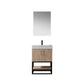 Alistair 24B" Single Vanity in North American Oak with White Grain Stone Countertop With Mirror