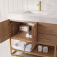 Alistair 36" Single Vanity in North American Oak with White Grain Stone Countertop Without Mirror