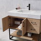 Alistair 36B" Single Vanity in North American Oak with White Grain Stone Countertop Without Mirror