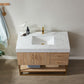 Alistair 42" Single Vanity in North American Oak with White Grain Stone Countertop Without Mirror