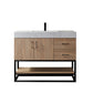 Alistair 42B" Single Vanity in North American Oak with White Grain Stone Countertop Without Mirror