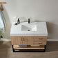 Alistair 42B" Single Vanity in North American Oak with White Grain Stone Countertop Without Mirror