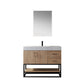 Alistair 42B" Single Vanity in North American Oak with White Grain Stone Countertop With Mirror