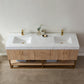 Alistair 72" Double Vanity in North American Oak with White Grain Stone Countertop Without Mirror