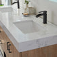 Alistair 72B" Double Vanity in North American Oak with White Grain Stone Countertop With Mirror