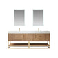 Alistair 84" Double Sink Bath Vanity in North American Oak with White Grain Stone Countertop and Mirror