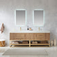 Alistair 84" Double Sink Bath Vanity in North American Oak with White Grain Stone Countertop and Mirror