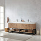 Alistair 84B" Double Sink Bath Vanity in North American Oak with White Grain Stone Countertop
