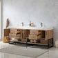 Alistair 84B" Double Sink Bath Vanity in North American Oak with White Grain Stone Countertop