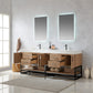 Alistair 84B" Double Sink Bath Vanity in North American Oak with White Grain Stone Countertop and Mirror