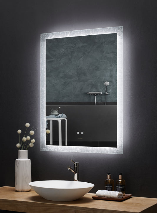 FRYSTA 24 in. x 40 in. LED Frameless Rectangualar Mirror with Dimmer and Defogger