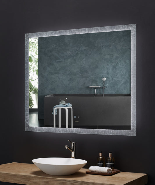 FRYSTA 48 in. x 40 in. LED Frameless Rectangualar Mirror with Dimmer and Defogger