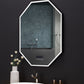 OTTO 24 in. x 40 in. LED Octagon Black Framed Mirror with Bluetooth and Digital Display