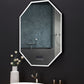 OTTO 24 in. x 40 in. LED Octagon Black Framed Mirror with Bluetooth and Digital Display