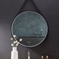 SANGLE 24 in. Round LED Black Framed Mirror with Defogger and Vegan Leather Strap
