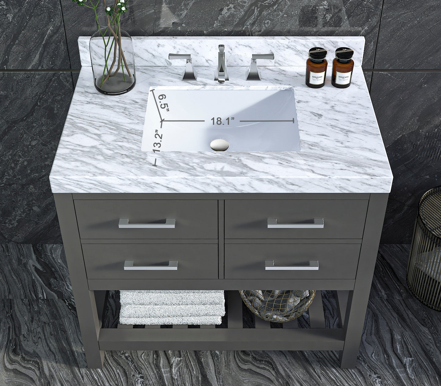 Elizabeth 36 in.Bath Vanity Set in Sapphire Grey