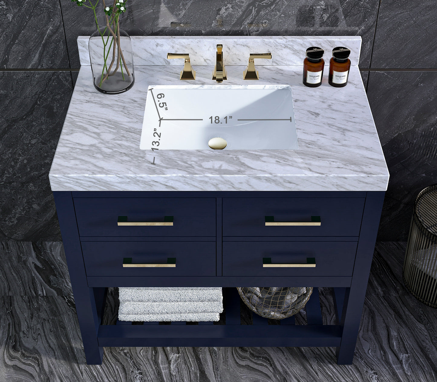 Elizabeth 36 in.Bath Vanity Set in Heritage Blue