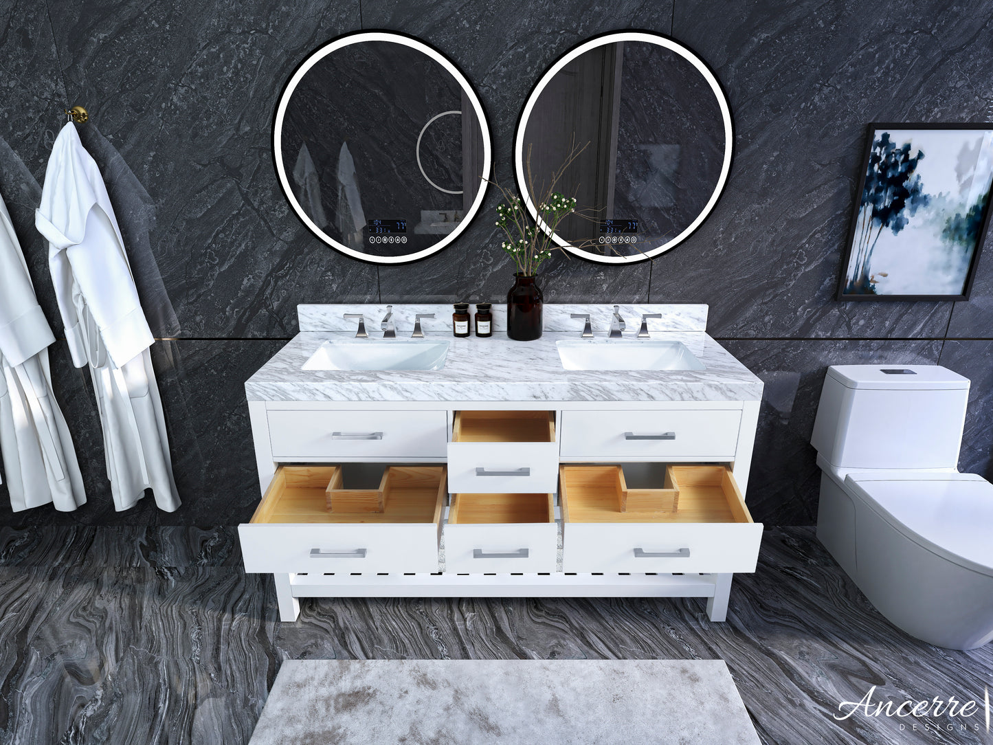 Elizabeth 60 in. Bath Vanity Set in White