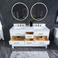 Elizabeth 60 in. Bath Vanity Set in White with Gold Finish Hardware