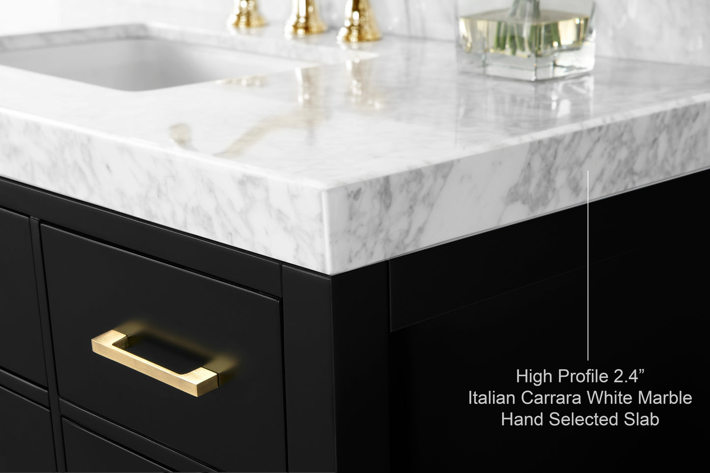 Elizabeth 72 in. Bath Vanity Set in Black Onyx with Gold Finish Hardware