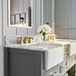 Hayley 60" Sea Cloud Gray with Carrara White Marble Countertop with Double Ceramic undermount Apron Basins