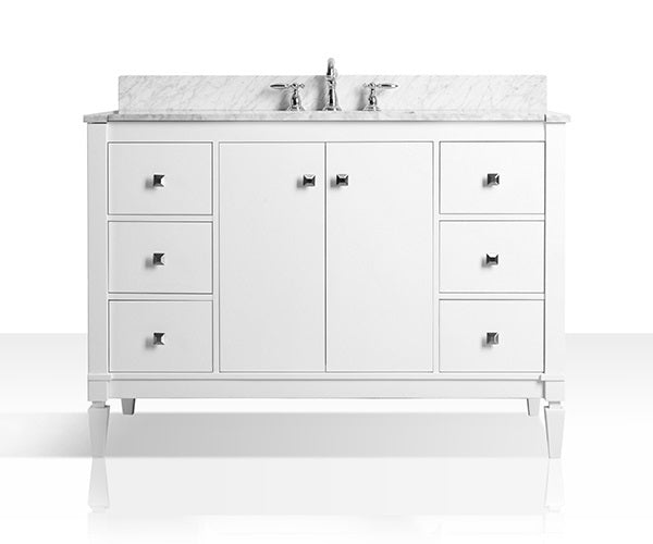 Kayleigh 48 in. Bath Vanity Set in White with Carrara White Marble Countertop