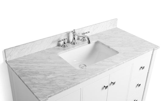 Kayleigh 48 in. Bath Vanity Set in White with Carrara White Marble Countertop