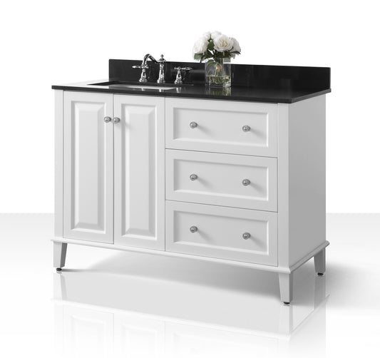 Hannah 48 in. Off Centered Left Bath Vanity Set in White