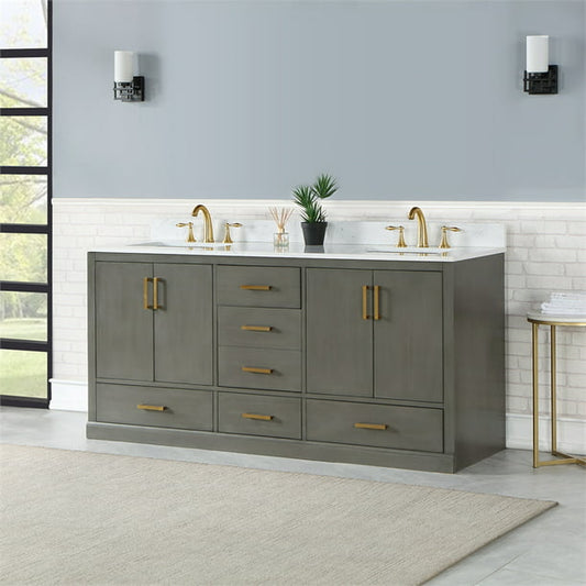 Monna 72" Double Bathroom Vanity Set in Gray Pine