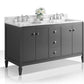 Kayleigh 60 in. Bath Vanity Set in Sapphire Gray with Carrara White Marble Countertop