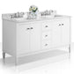 Kayleigh 60 in. Double Bath Vanity Set in White with Carrara White Marble Countertop