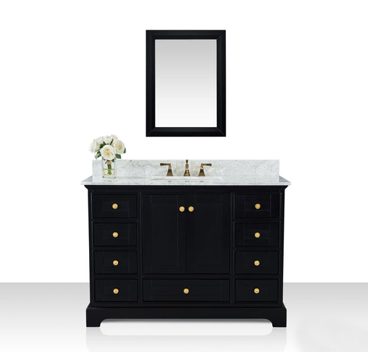 Audrey 48 in. Bath Vanity Set in Onyx Black with 28 in. Mirror