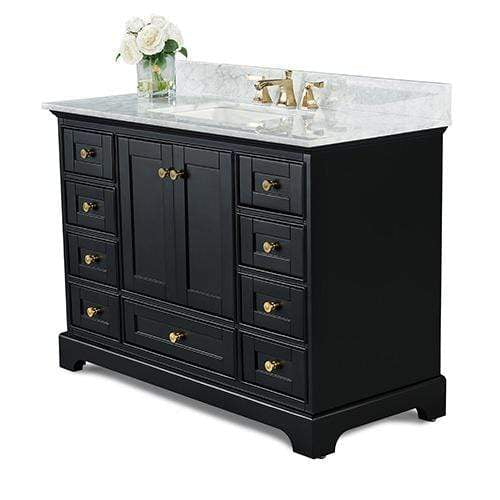 Audrey 48 in. Bath Vanity Set in Onyx Black with 28 in. Mirror