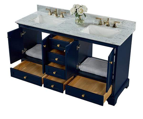 Audrey 60 in. Bath Vanity Set in Heritage Blue with 24 in. Mirrors