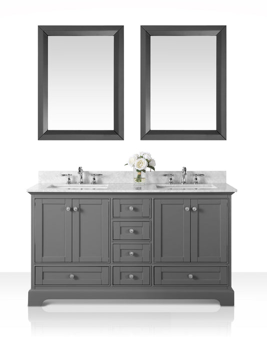 Audrey 60 in. Bath Vanity Set in Sapphire Gray with 24 in. Mirror