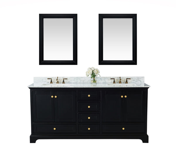 Audrey 72 in. Bath Vanity Set in Onyx Black with 24 in. Mirrors