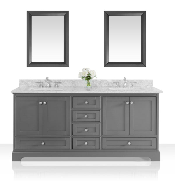 Audrey 72 in. Bath Vanity Set in Sapphire Gray with 24 in. Mirror