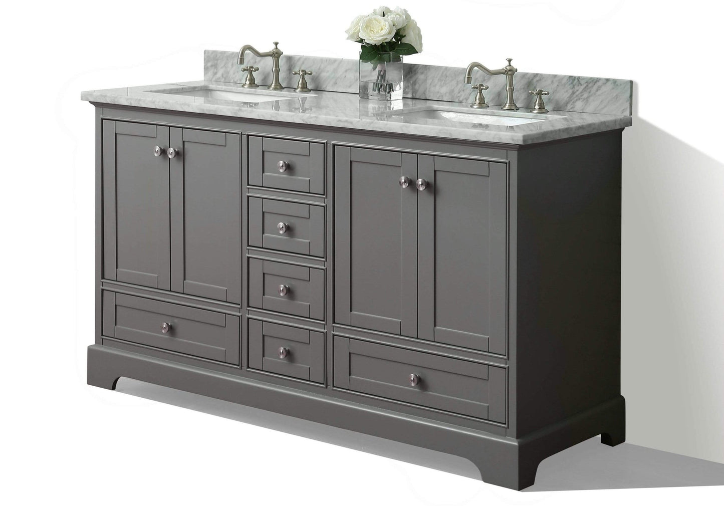 Audrey 72 in. Bath Vanity Set in Sapphire Gray with 24 in. Mirror