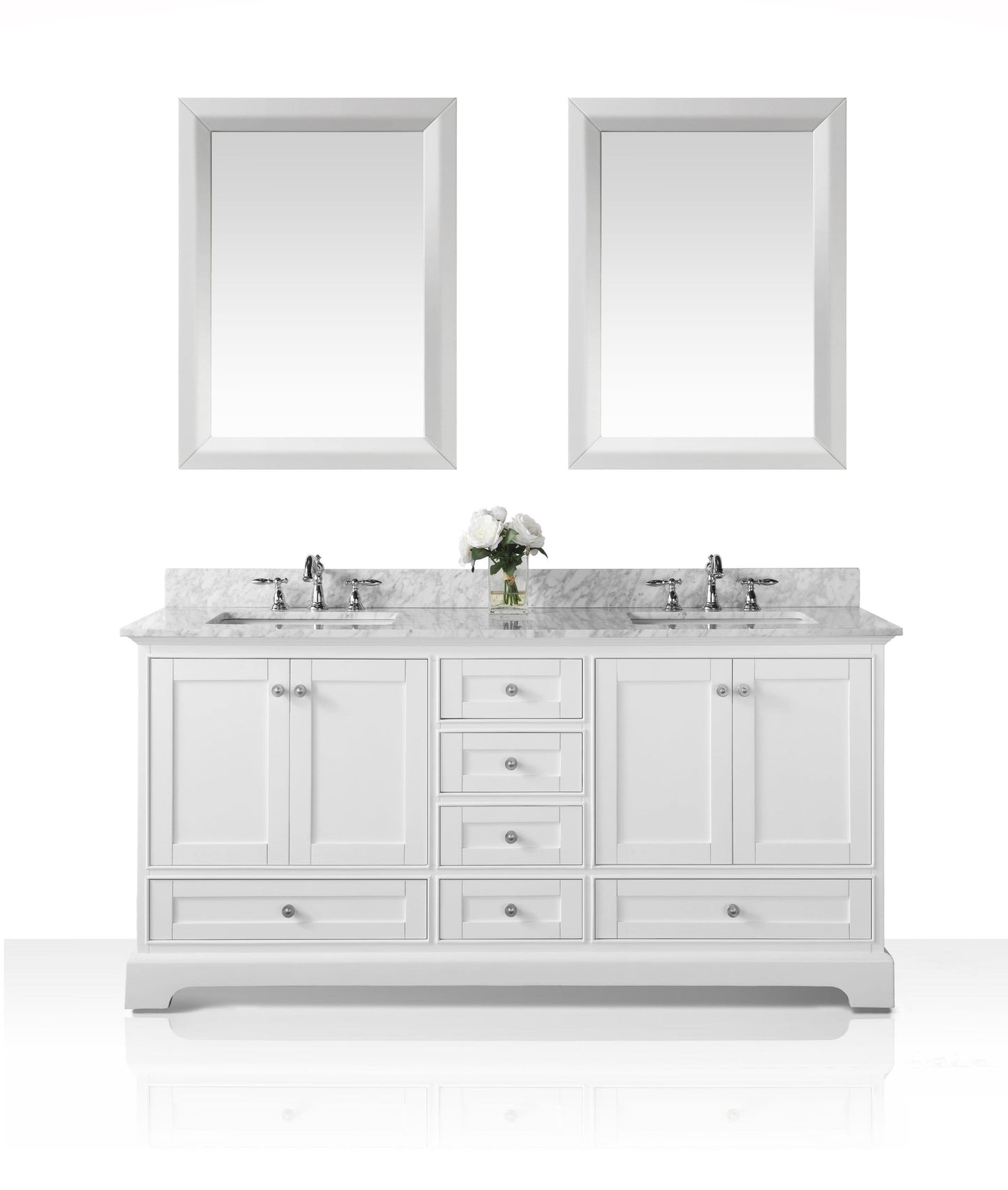 Audrey 72 in. Bath Vanity Set in White with 24 in. Mirror