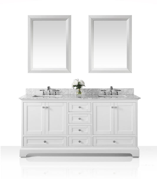 Audrey 72 in. Bath Vanity Set in White with 24 in. Mirror