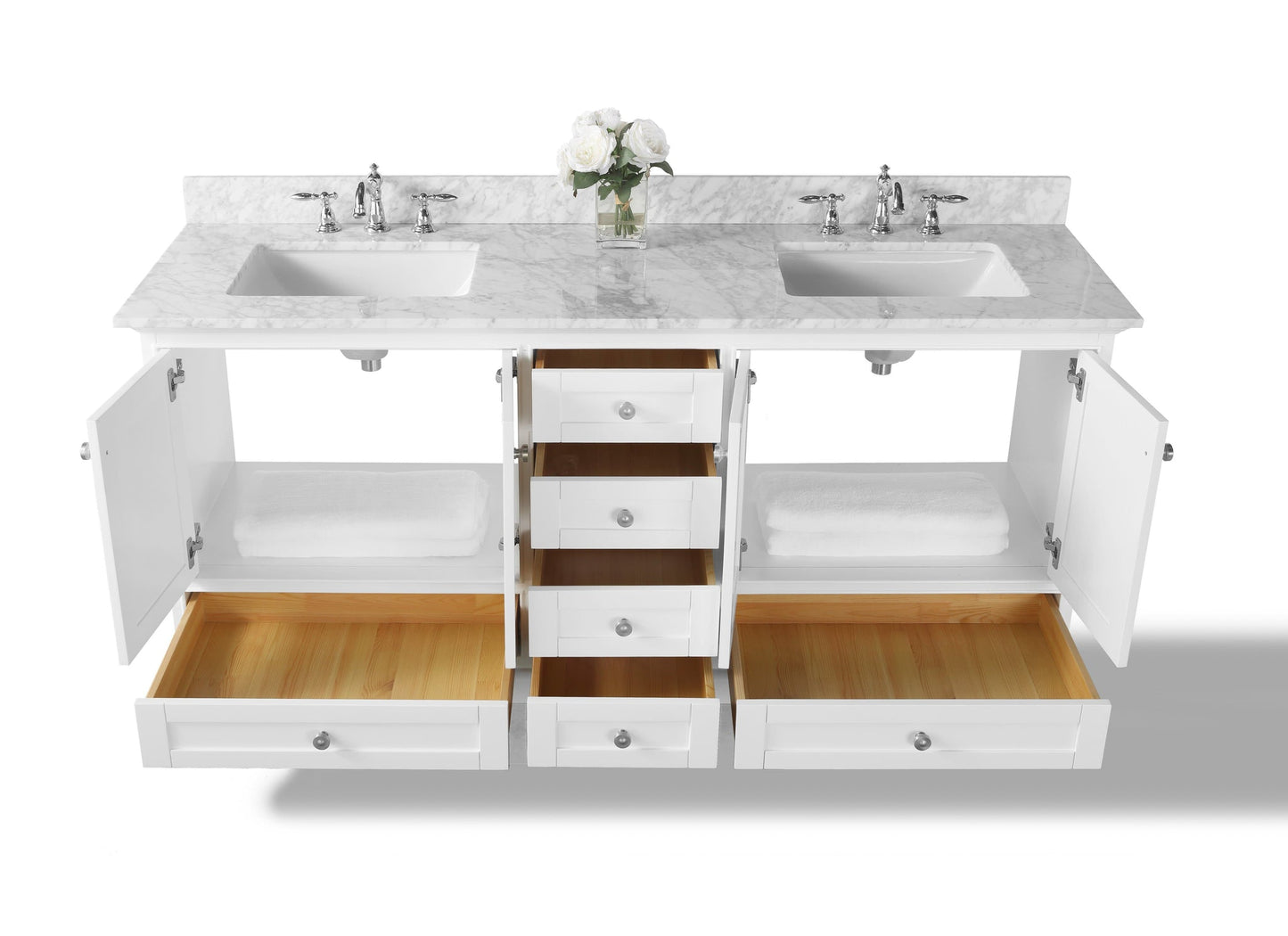 Audrey 72 in. Bath Vanity Set in White with 24 in. Mirror