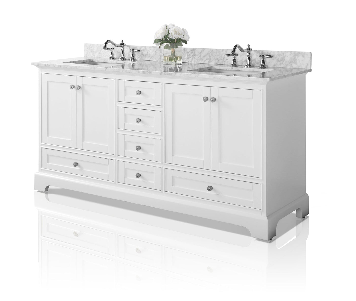 Audrey 72 in. Bath Vanity Set in White with 24 in. Mirror