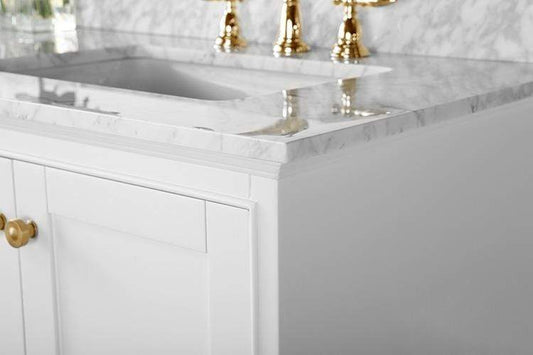 Audrey 72 in. Bath Vanity Set in White with 24 in. Mirrors and Gold Finish Hardware