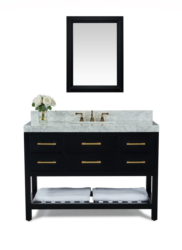 Elizabeth 48 in.Bath Vanity Set in Black Onyx with 28 in. Mirror