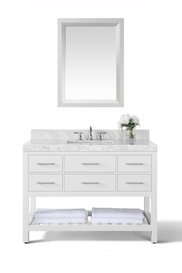 Elizabeth 48 in.Bath Vanity Set in White with 28 in. Mirror