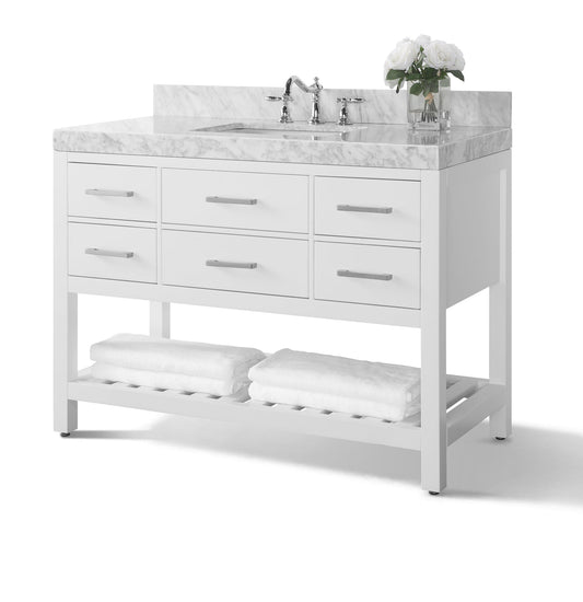 Elizabeth 48 in.Bath Vanity Set in White with 28 in. Mirror