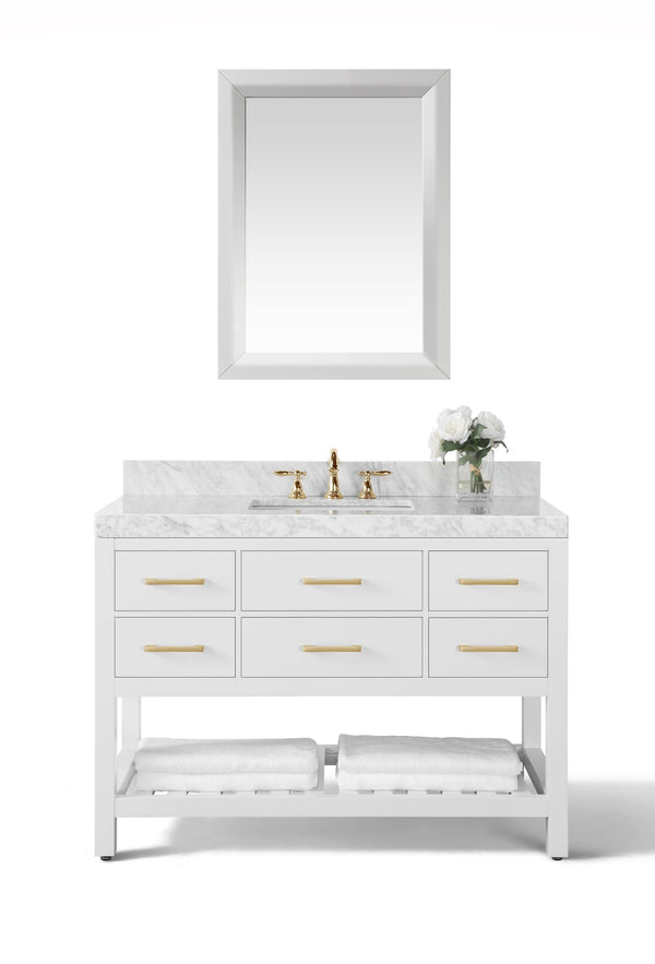 Elizabeth 48 in.Bath Vanity Set in White with 28 in. Mirror