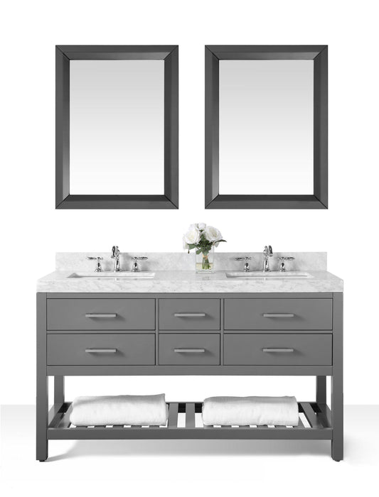 Elizabeth 60 in. Bath Vanity Set in Sapphire Gray with 24 in. Mirror